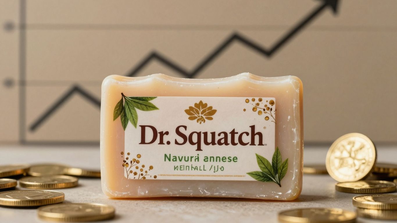 Dr. Squatch soap bar with a backdrop of success.
