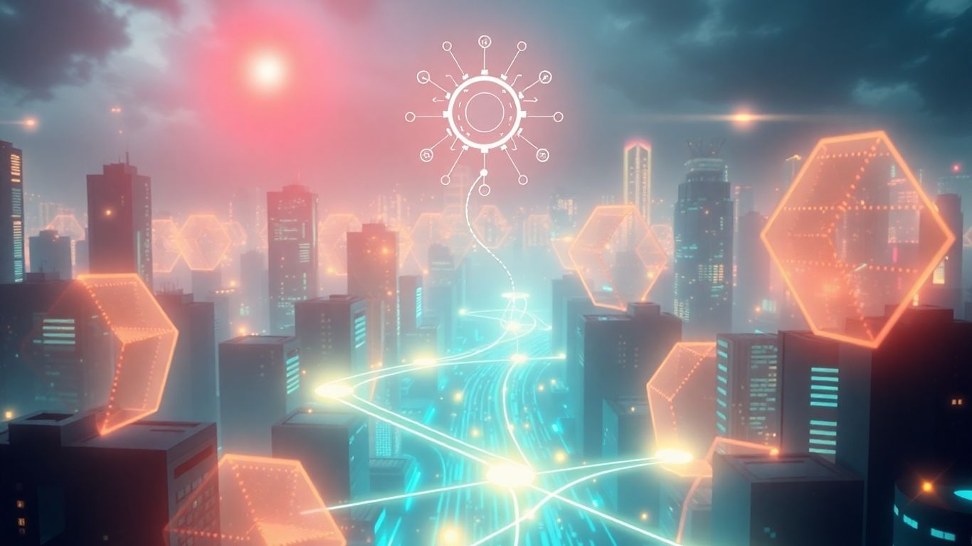 AI transforming procurement with futuristic visuals.