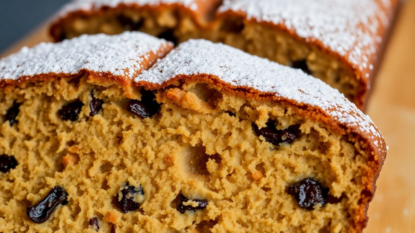 Slice of moist banana bread with banana chunks.