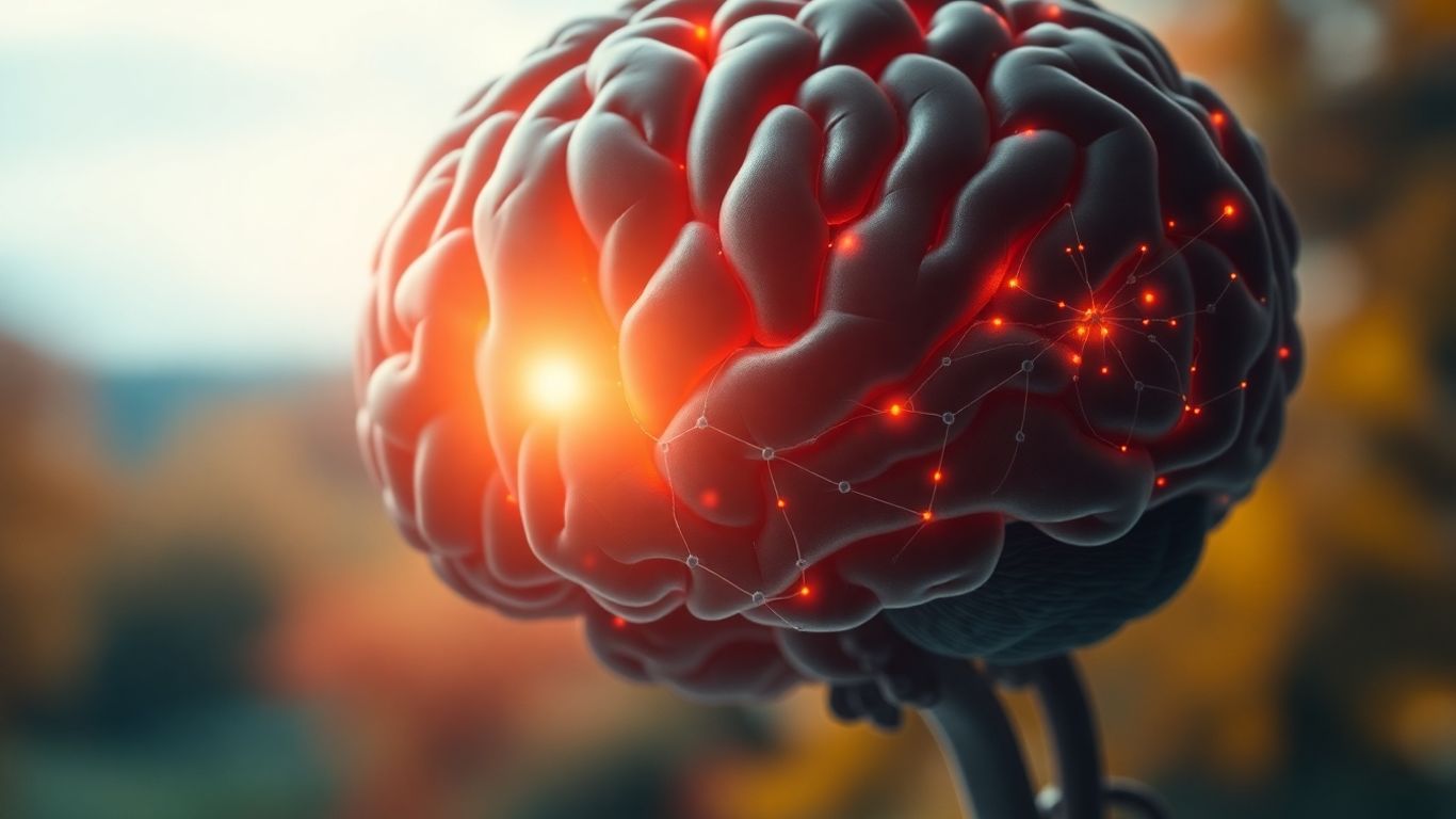 Detailed human brain with glowing neural pathways.