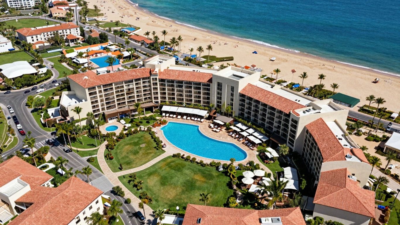 Sandos Finisterra Los Cabos resort with pools and ocean view.