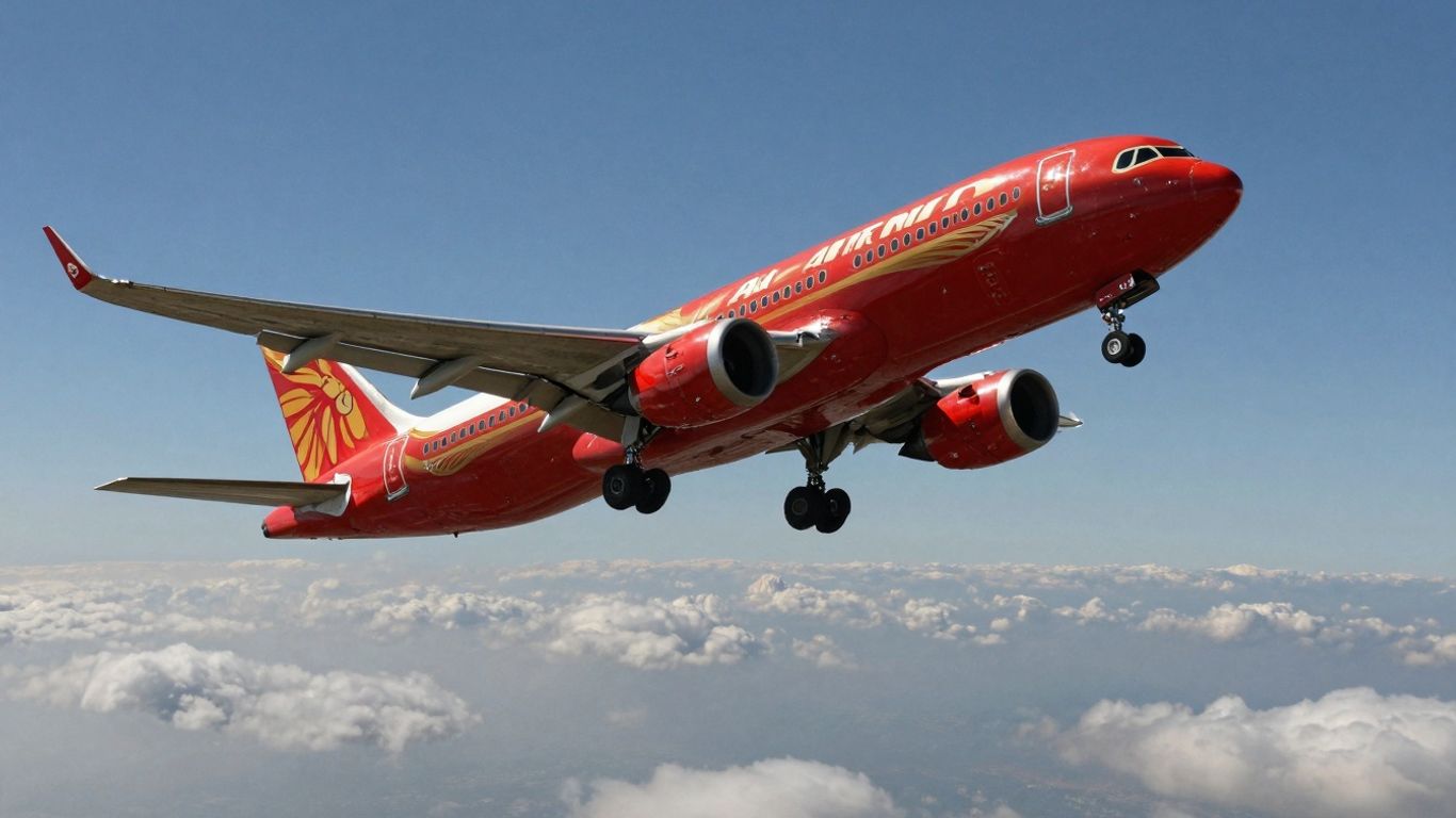 Air India airplane flying in the sky.