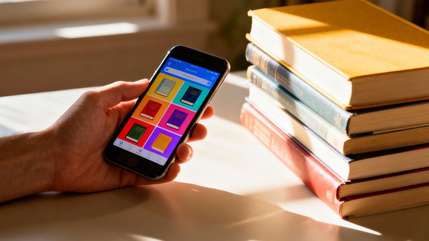 Person using phone to read free books on app