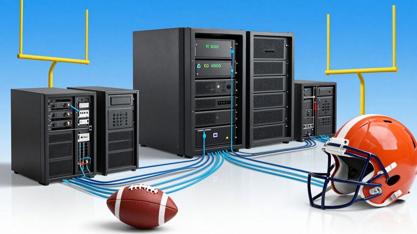 Infographic merging IT and football elements for 2026.