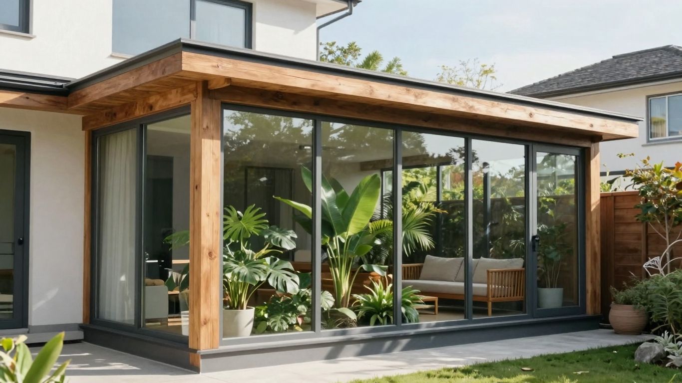 Wintergarten Anbau mit Glas und Holz