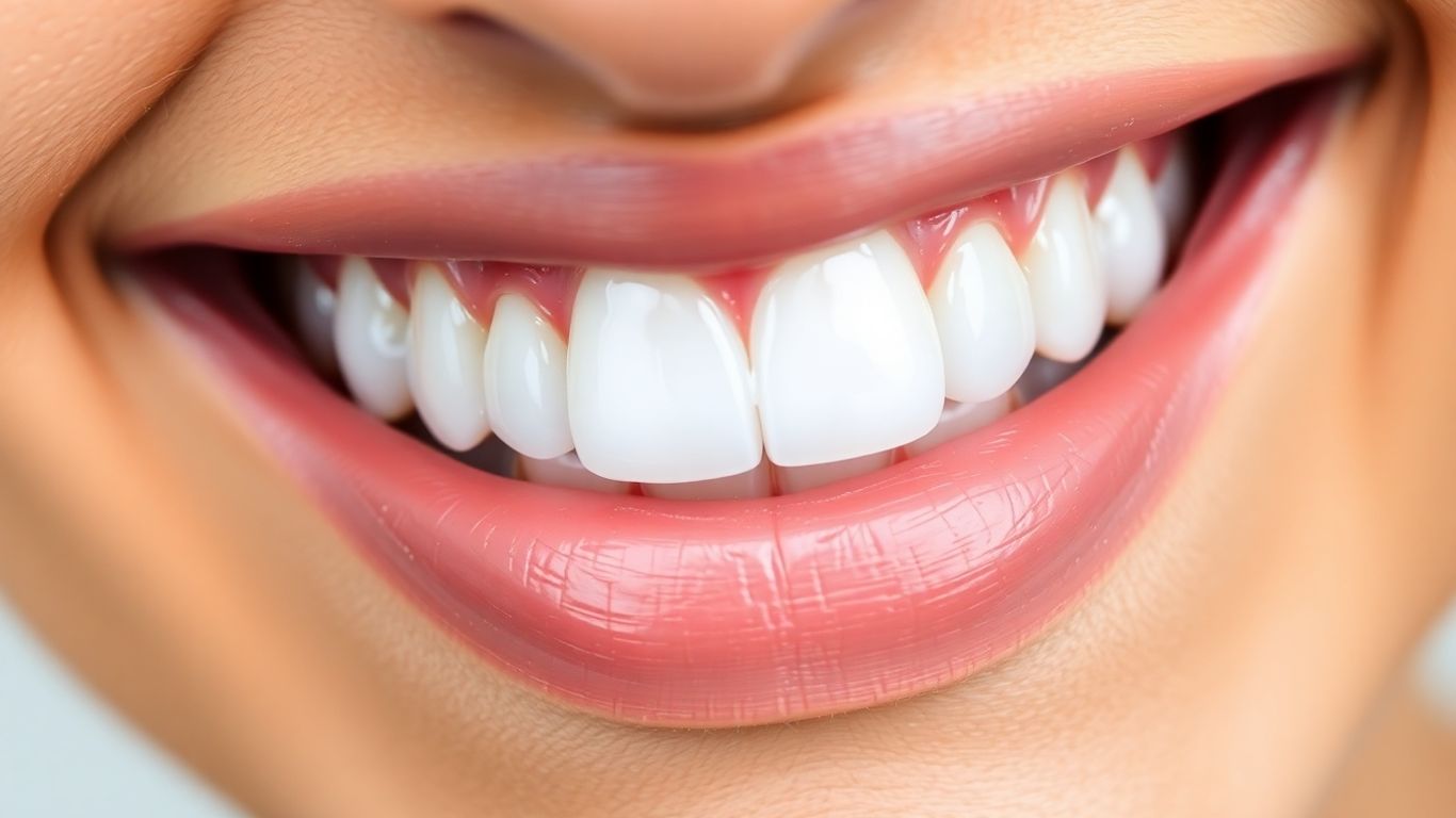 Sourire éclatant avec des dents blanches et alignées.