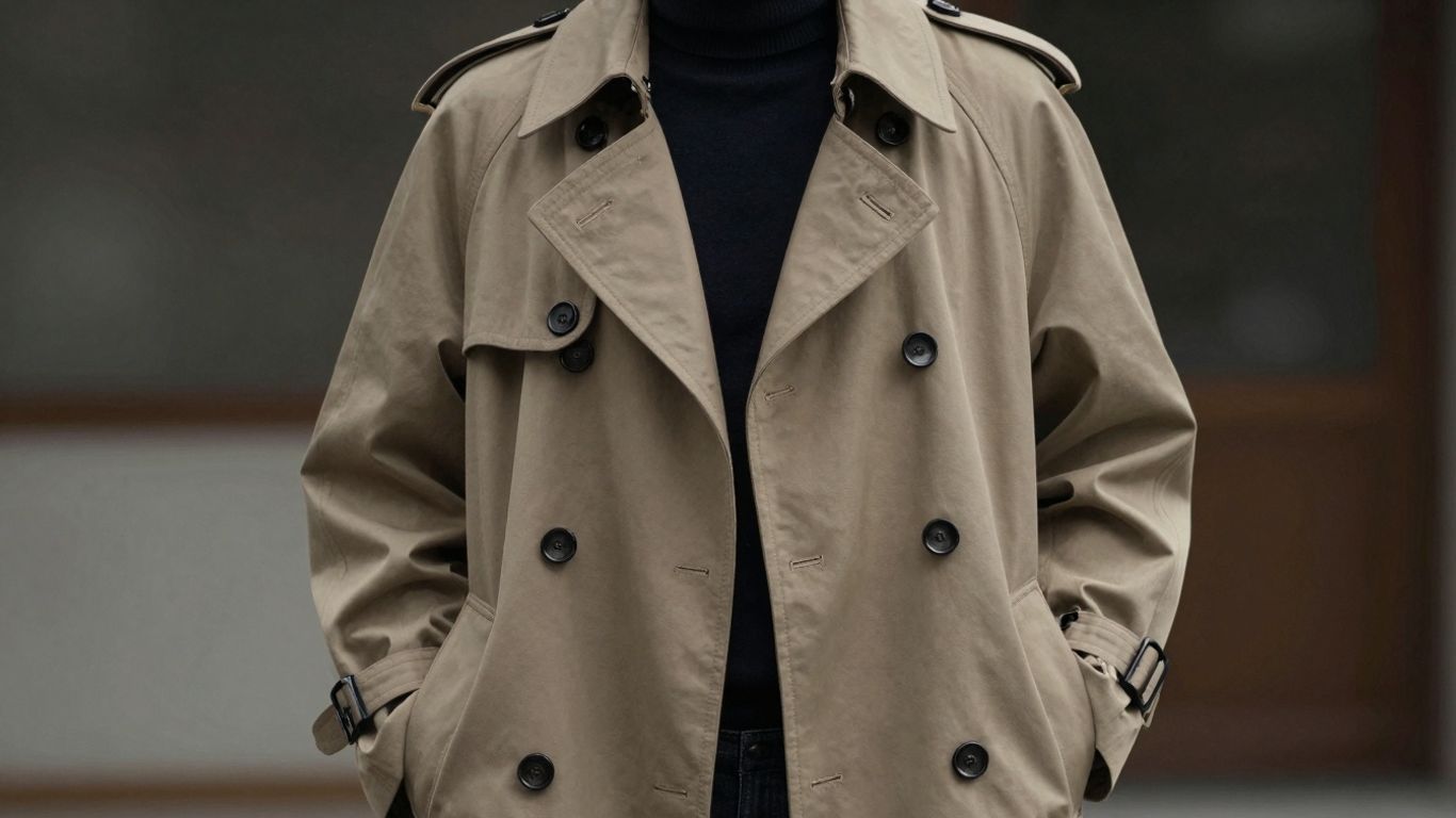 Person wearing a stylish Japanese trench coat.