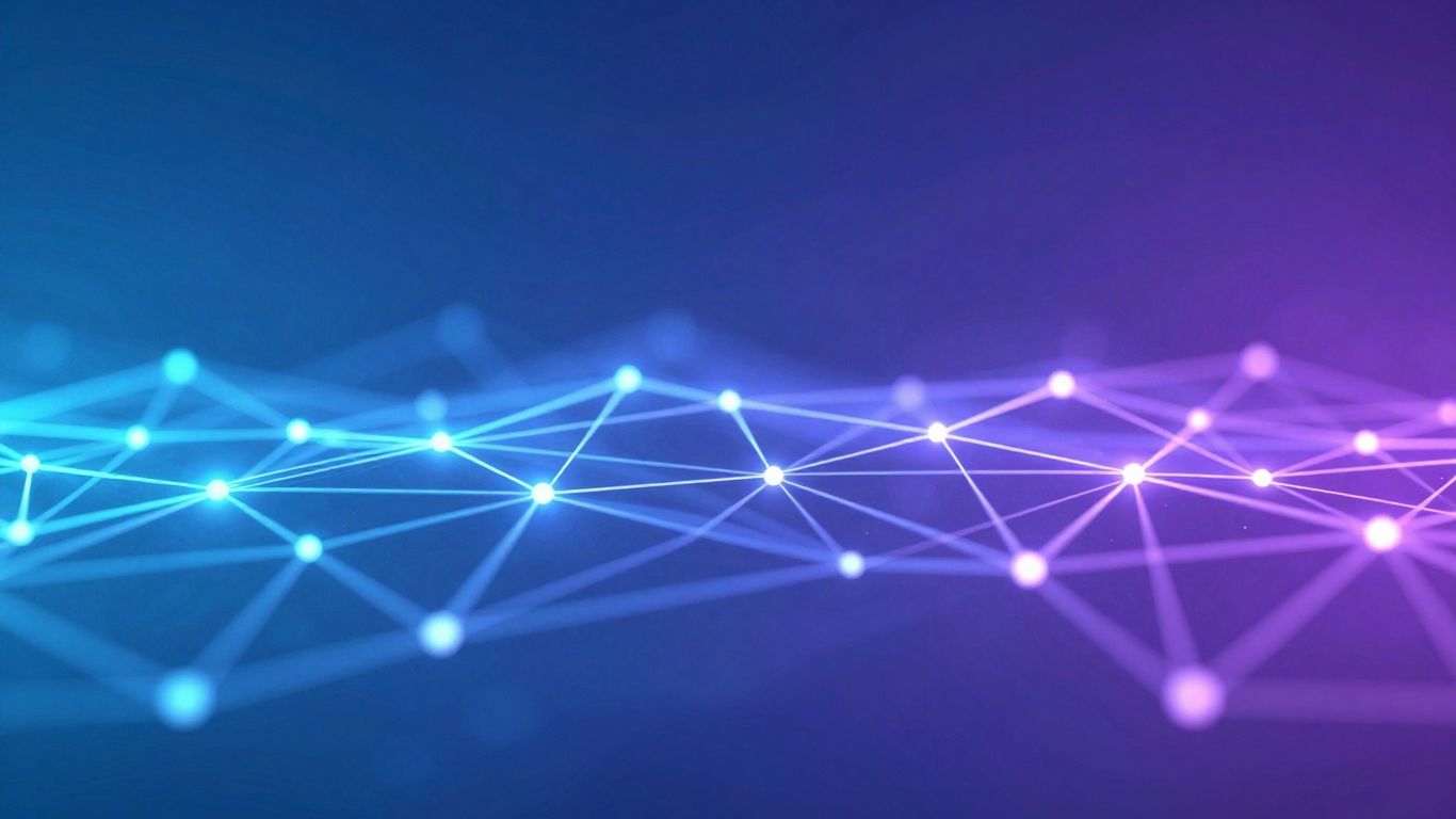 Abstract digital network foundation with glowing interconnected nodes.