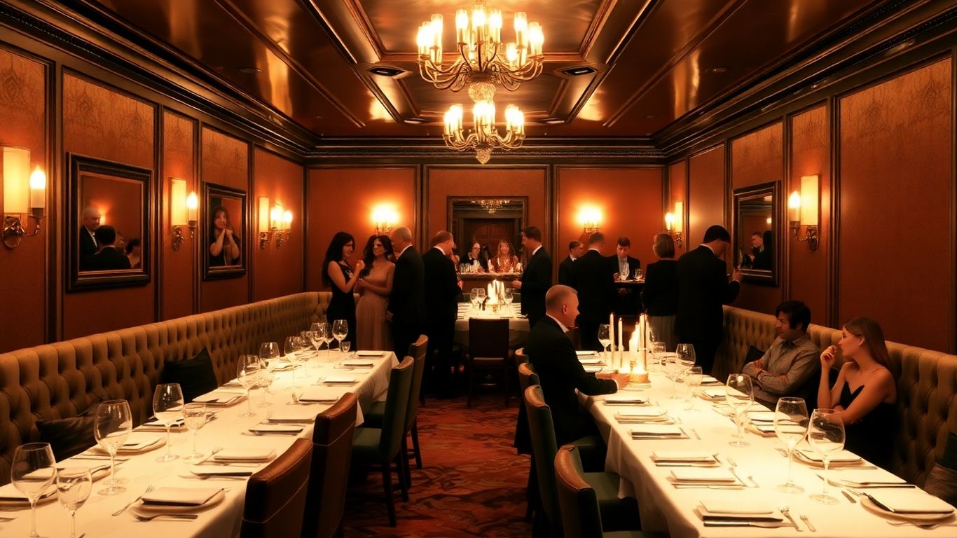 Elegant private dining room with guests enjoying a sophisticated meal.