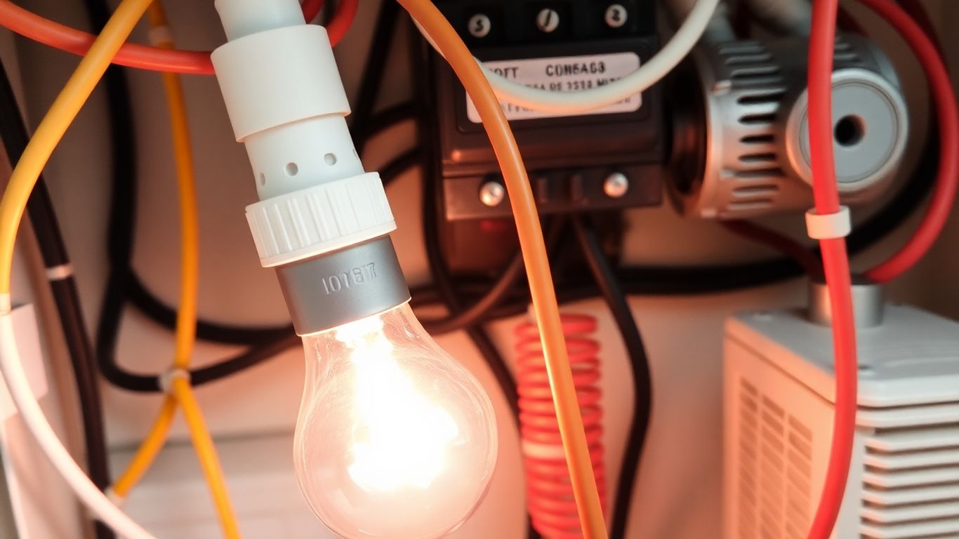 Electrical components and appliances connected to power.