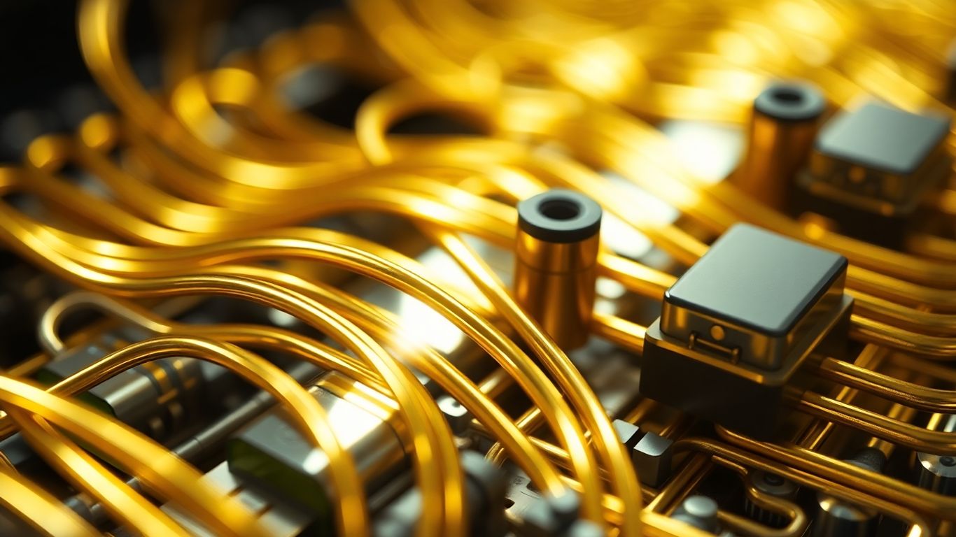 燃料電池中的金線和組件。