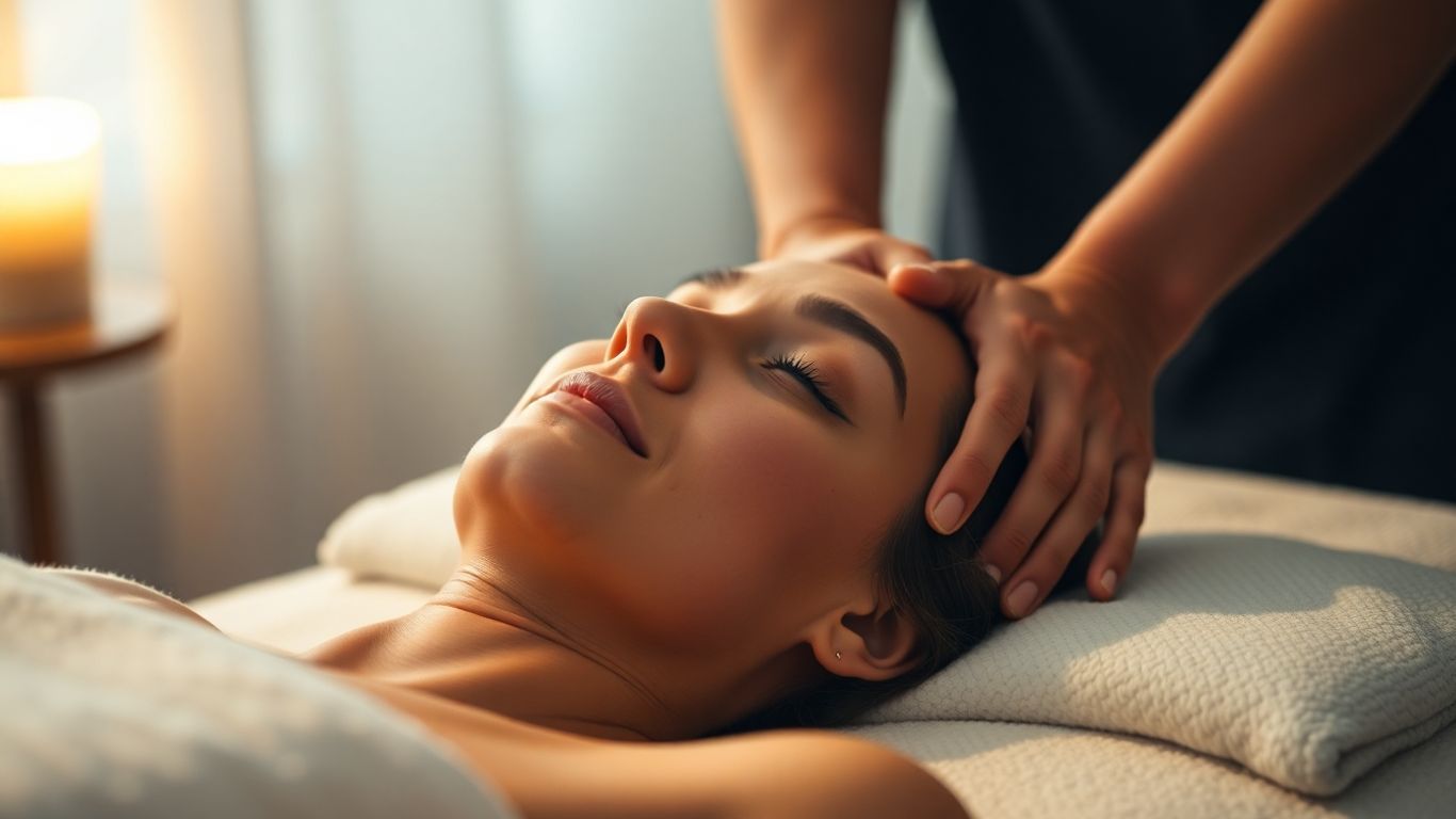 Personne recevant un massage apaisant dans une atmosphère sereine.