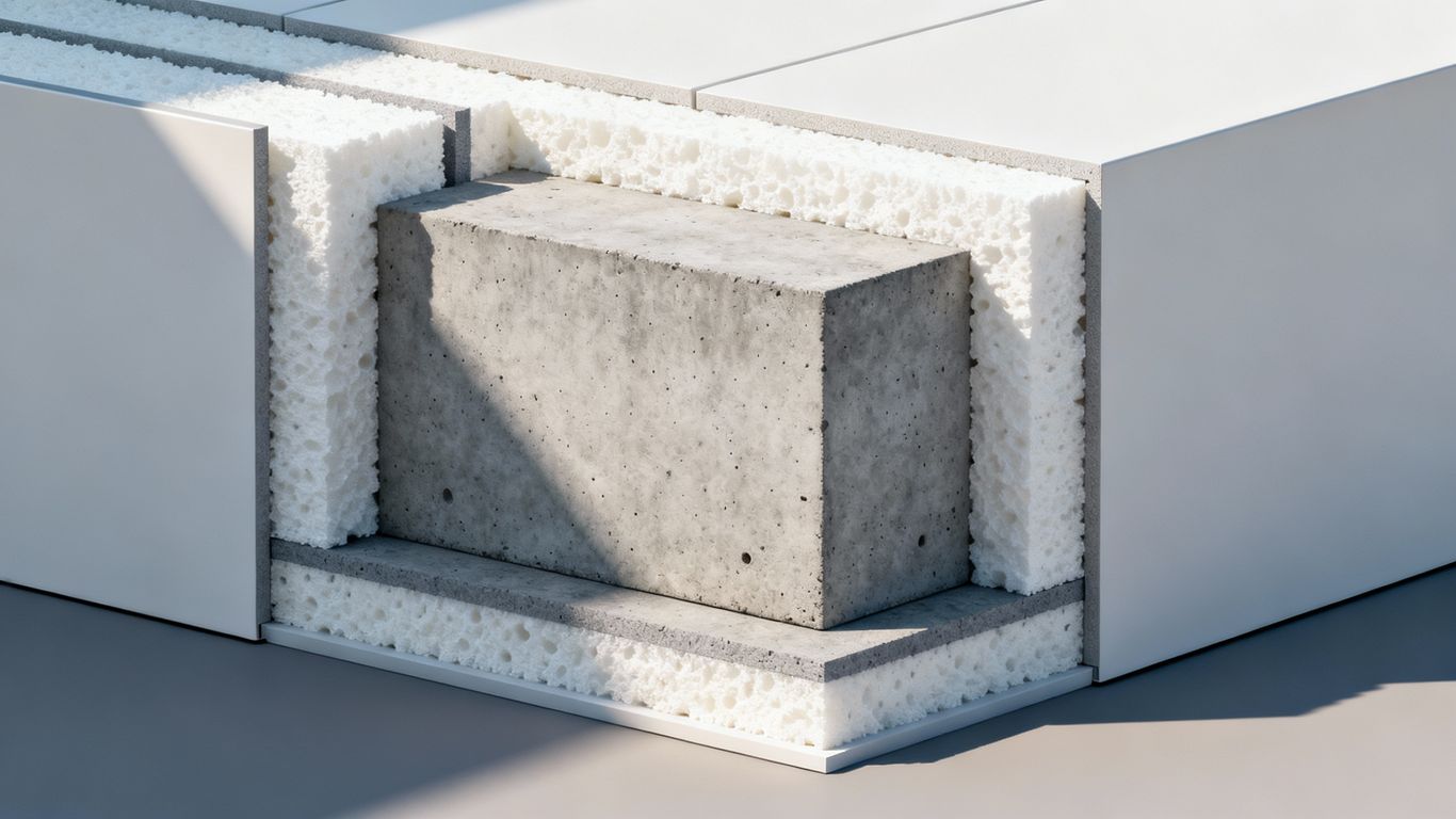 Insulated concrete forms wall cross-section detail.