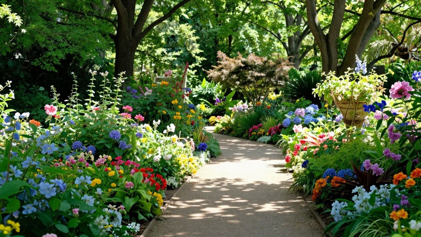 Prachtige tuin met bloemen en groen