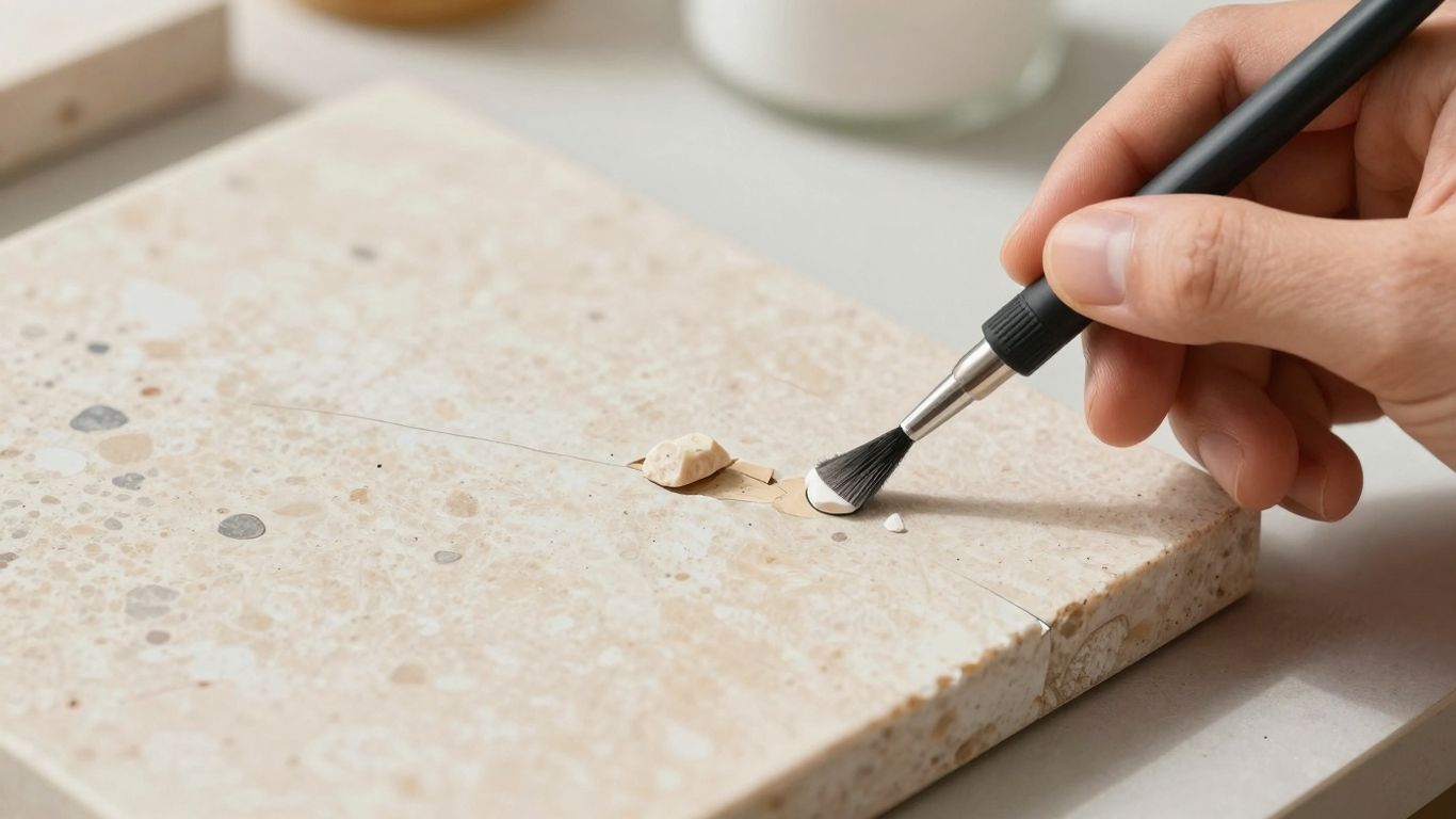 Travertine tile chip repair illustration