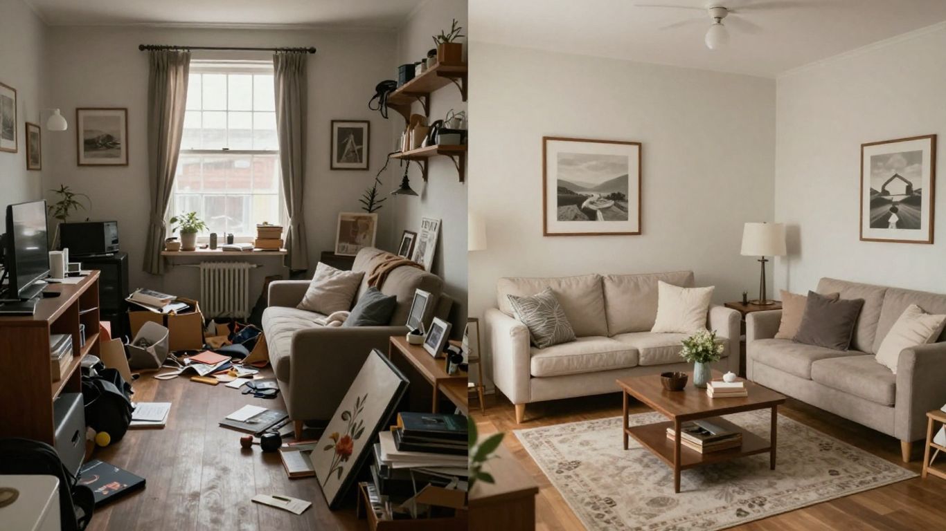 Airbnb room before and after staging