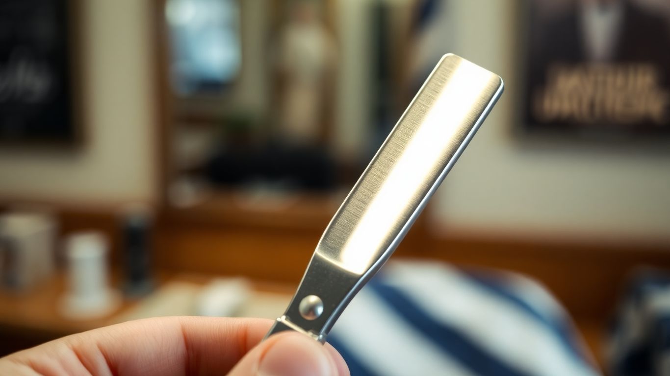 Barber holding a classic straight razor