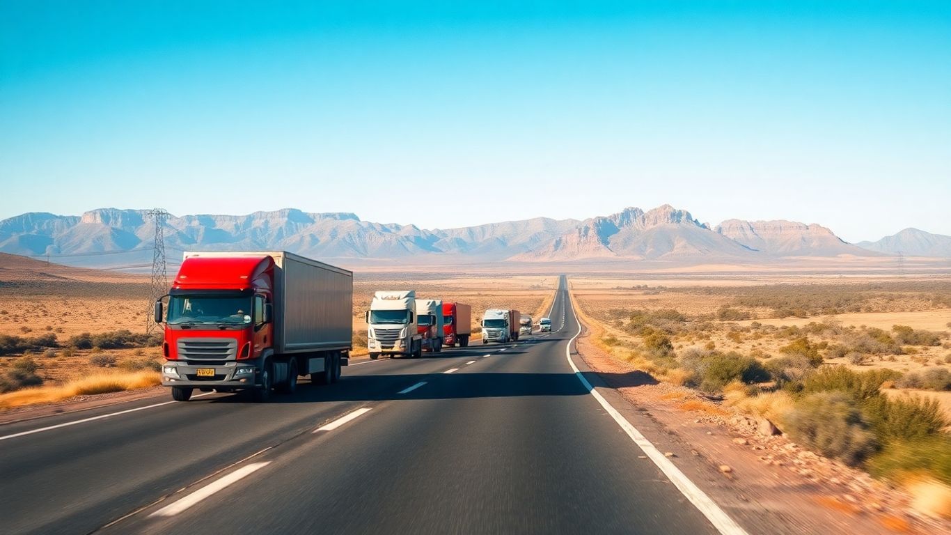 Delivery trucks on Australian highway