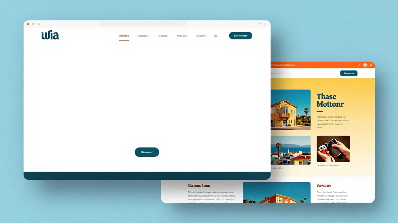 Modern clean web design versus cluttered retro web design.