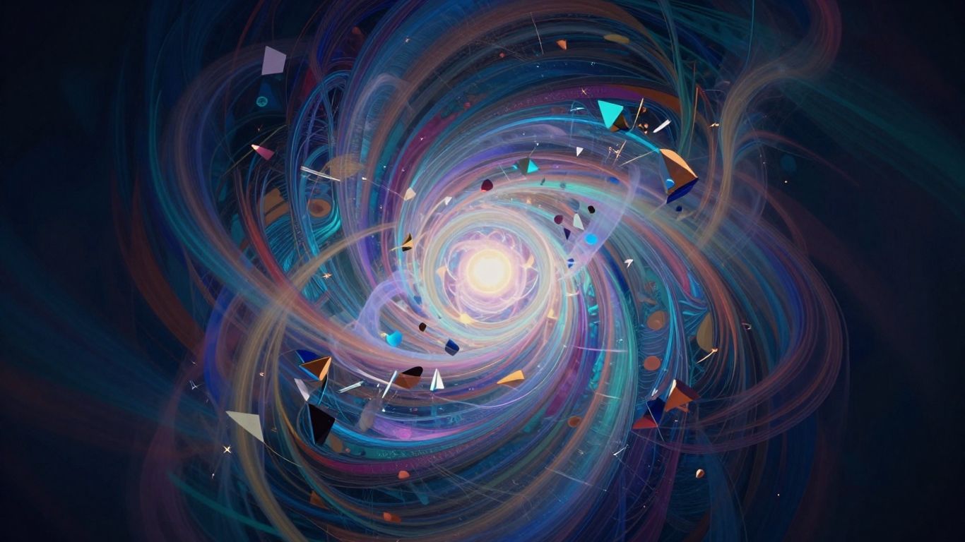 Art abstrait numérique avec des couleurs vives et des formes complexes.