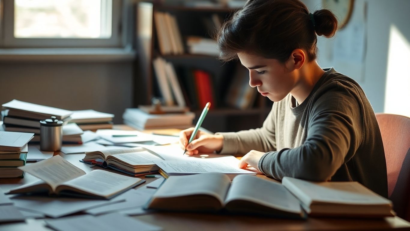 Student writing an essay for TOEFL.