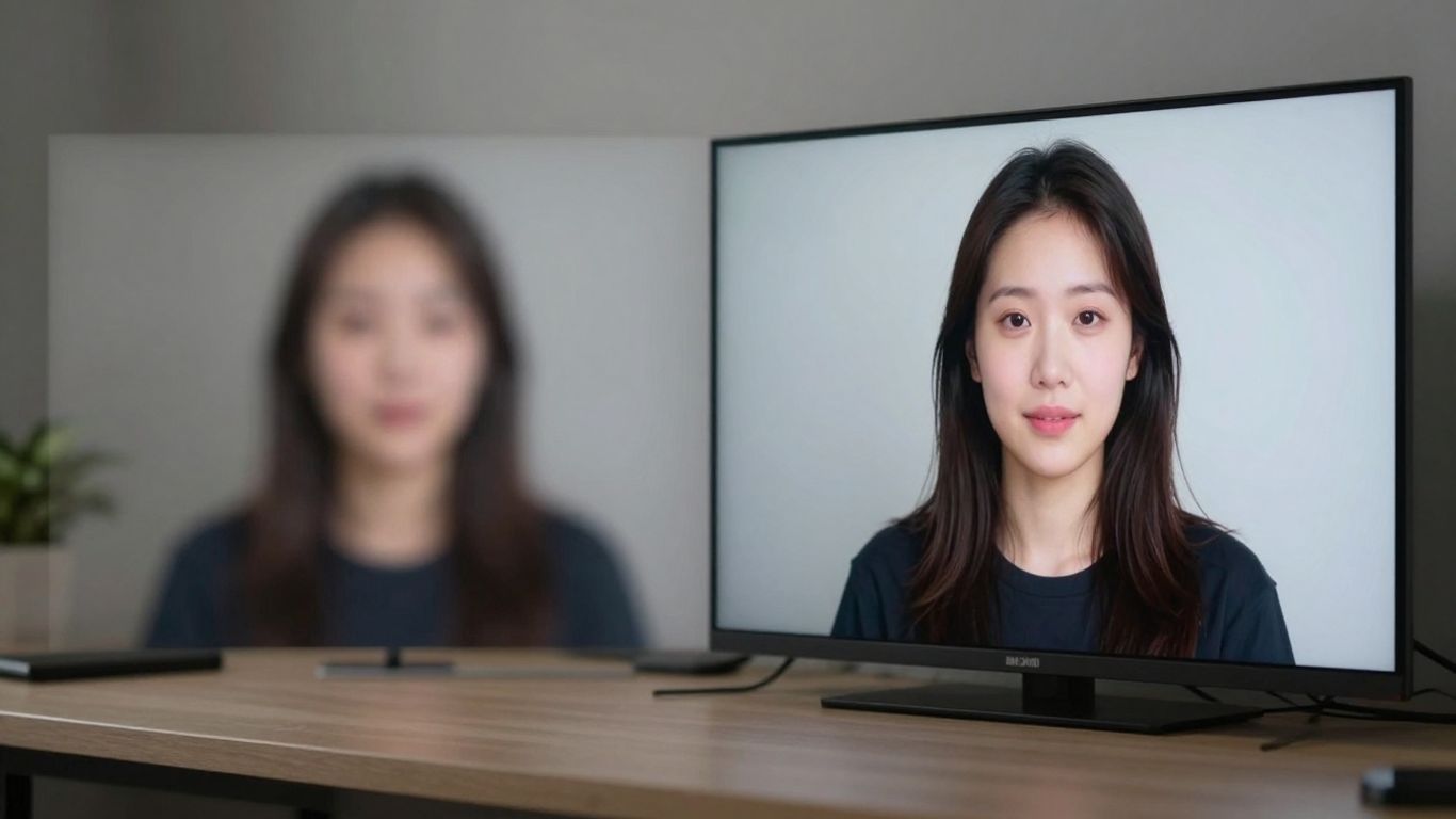 AI video upscaling transforming blurry to clear footage.