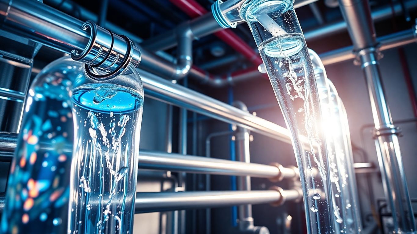 Advanced water purification technology with clear water flow.
