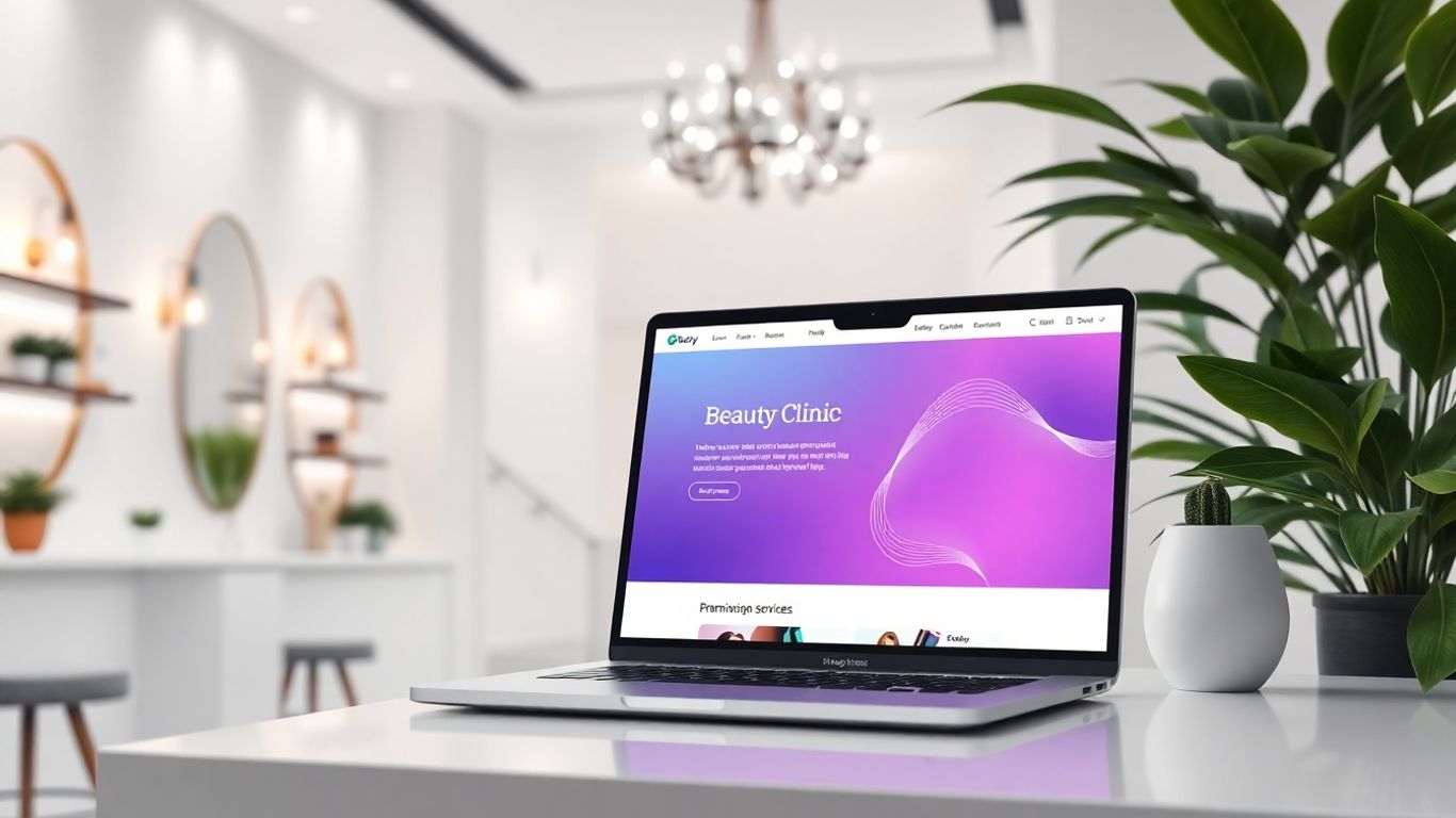 Beauty clinic landing page on a laptop screen.