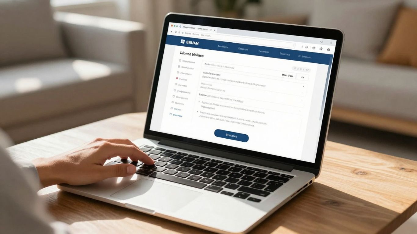 Person using mortgage calculator on laptop at home.