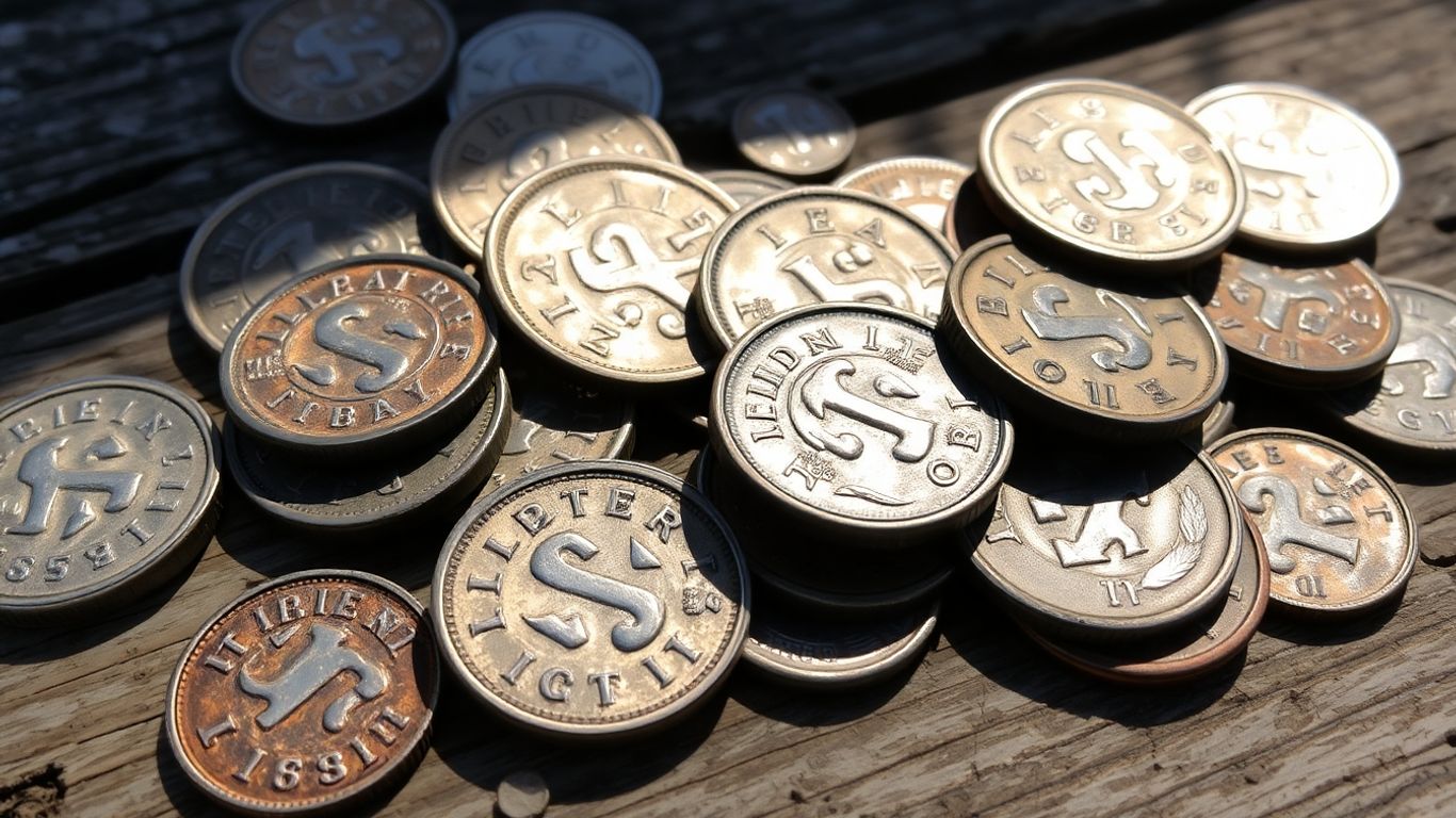 Vintage silver coins with pre-1965 dates.