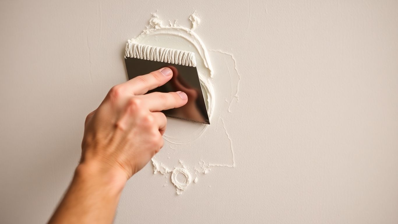 Hand patching a wall for a smooth finish.