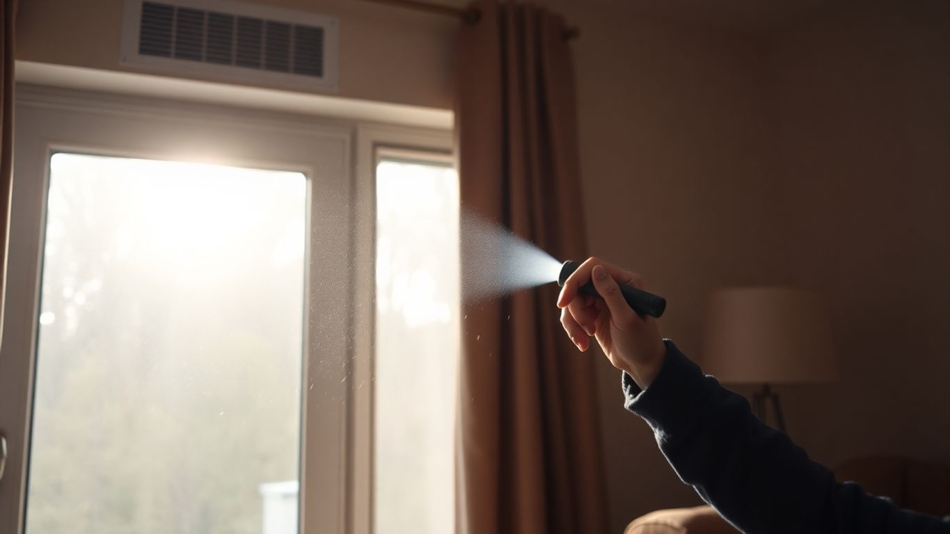 Homeowner checking window insulation for HVAC efficiency.