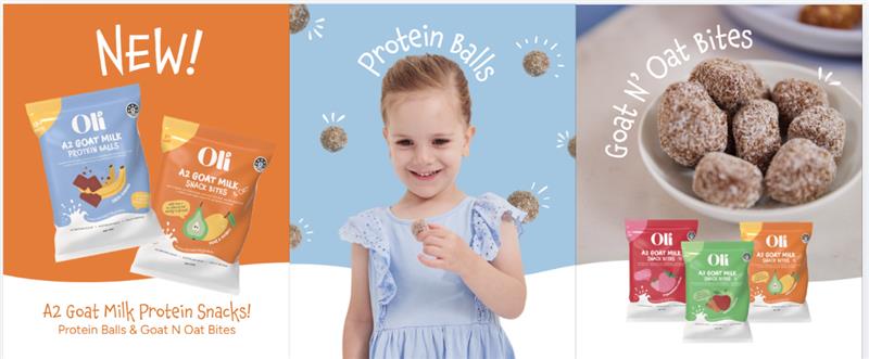 Healthy goat milk protein balls in a lunchbox.
