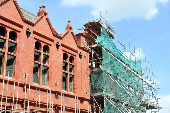 Red brick building after professional renovation