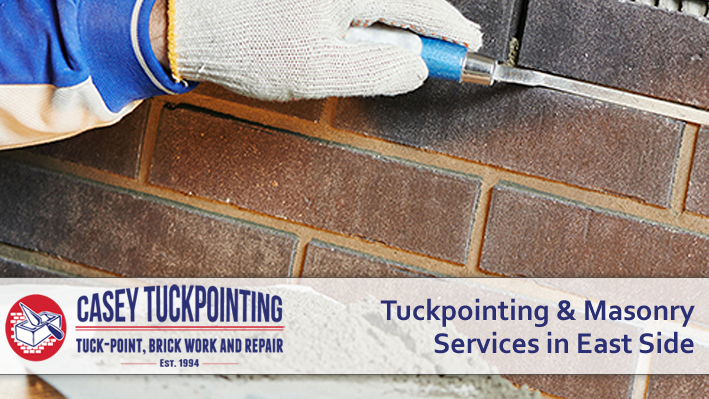 Masonry work on a brick wall