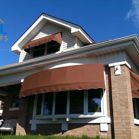Arkel Products aluminum awning over home windows