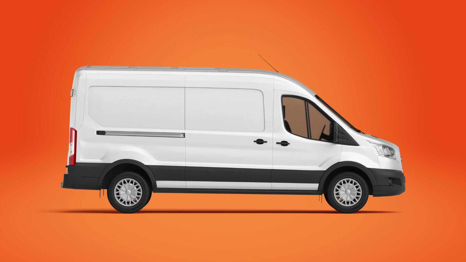 A white cargo van shown from the side