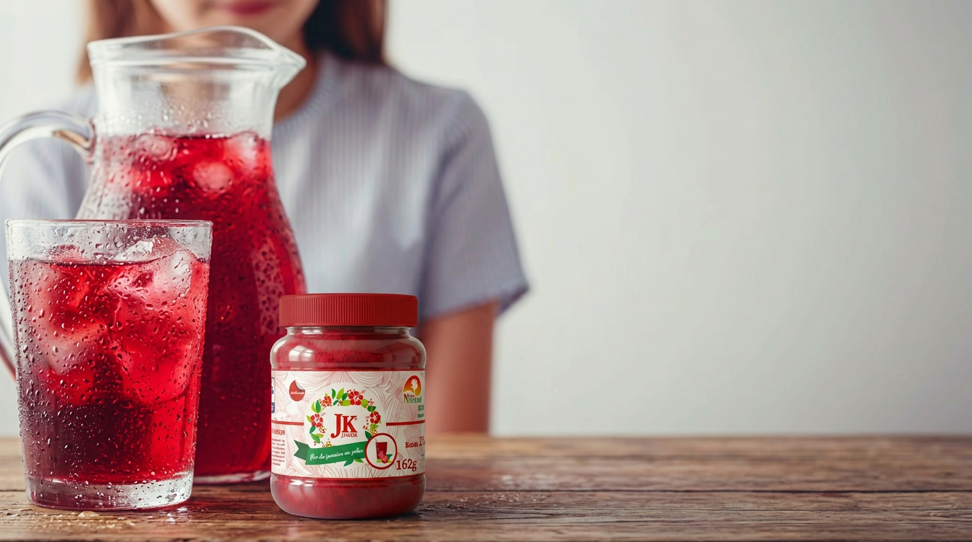 agua de jamaica preparada con JK JAMAIK