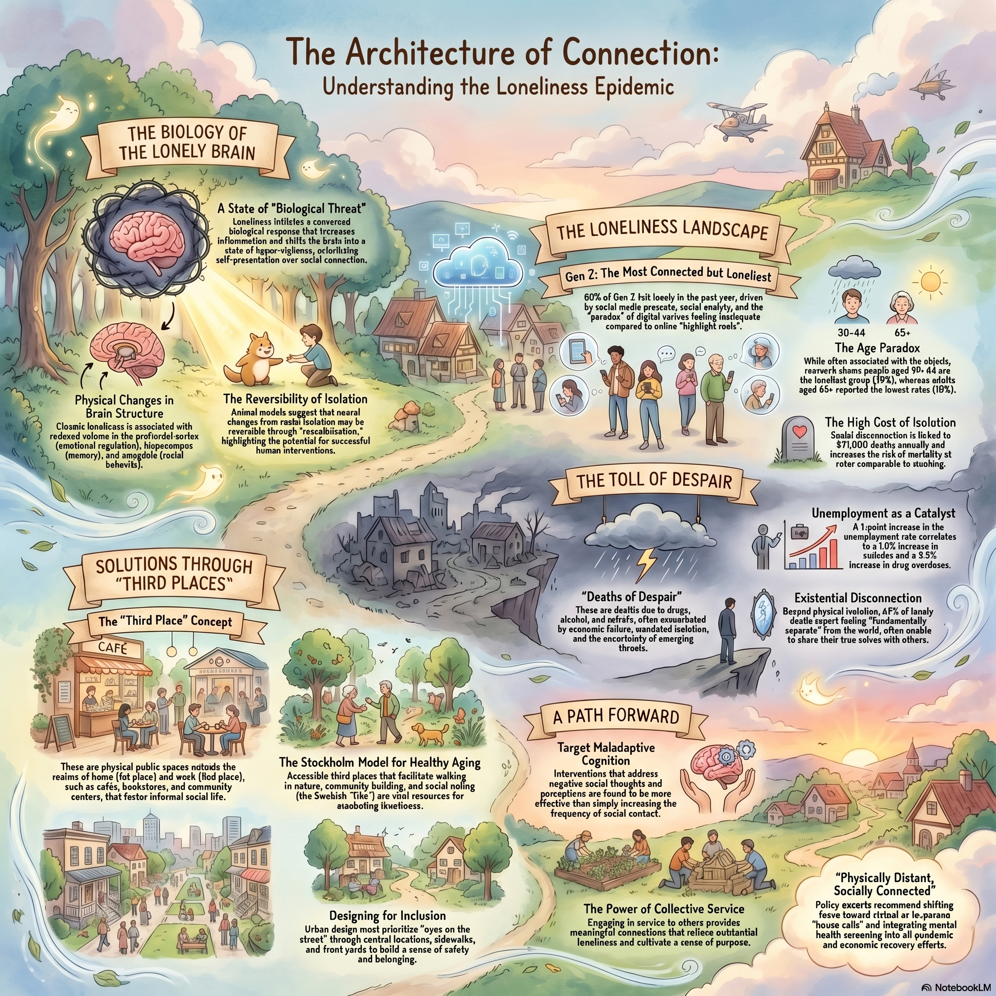 Infographic on the architecture of connection and the loneliness epidemic.