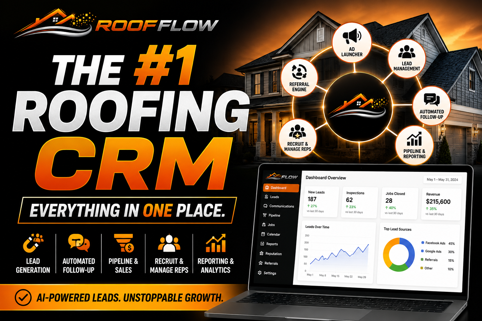 Roof Flow AI: The #1 Roofing CRM — Everything in One Place for Roofing Companies