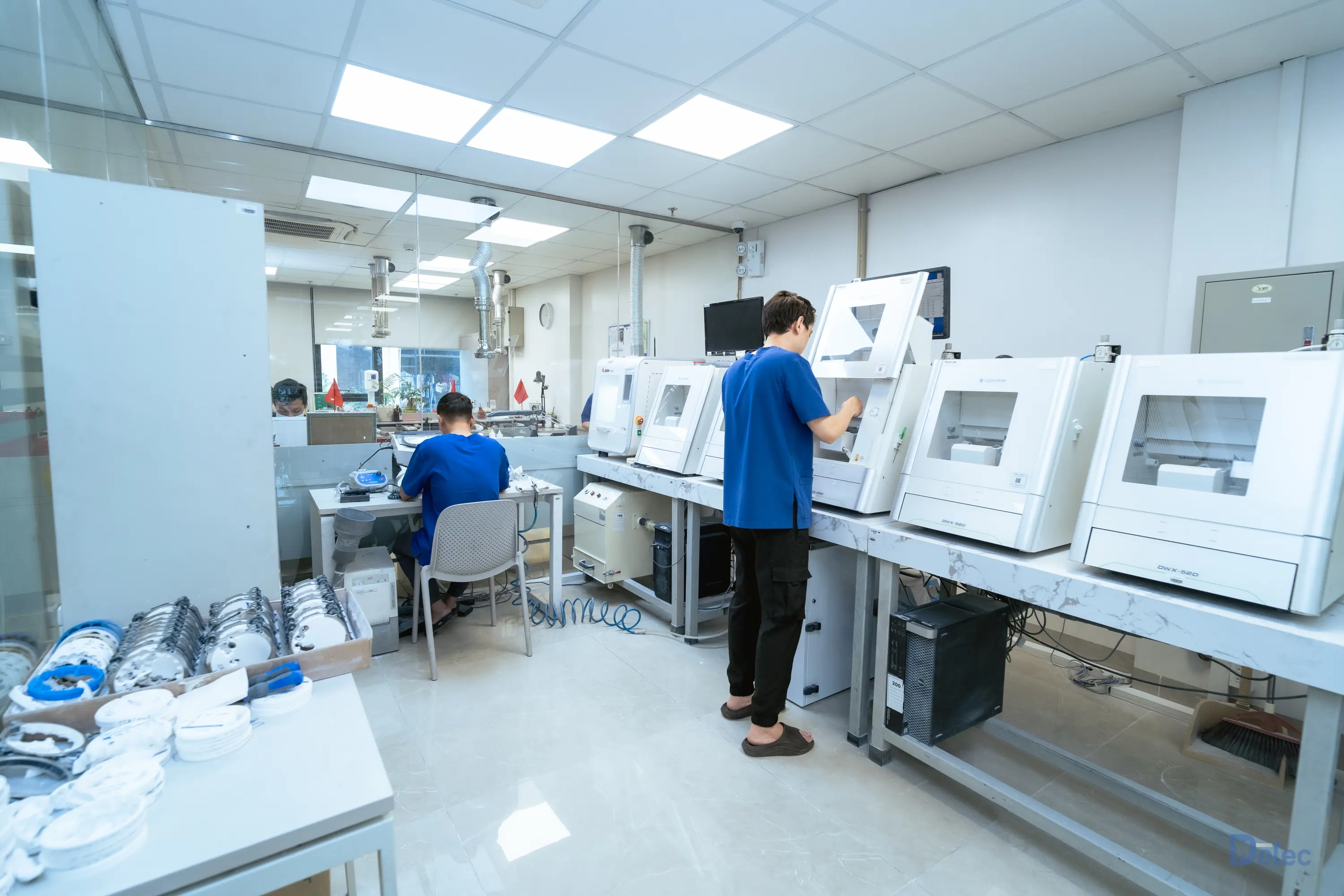 Dental milling machines in operation