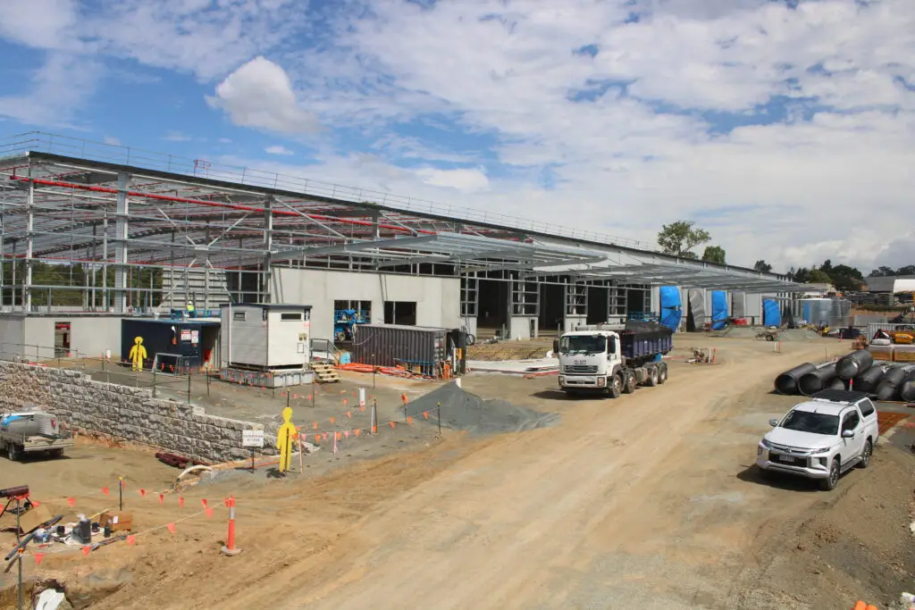 Construction site showing a building taking shape