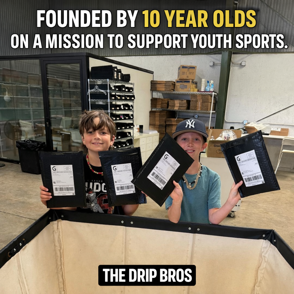 Two young people hold packages for youth sports