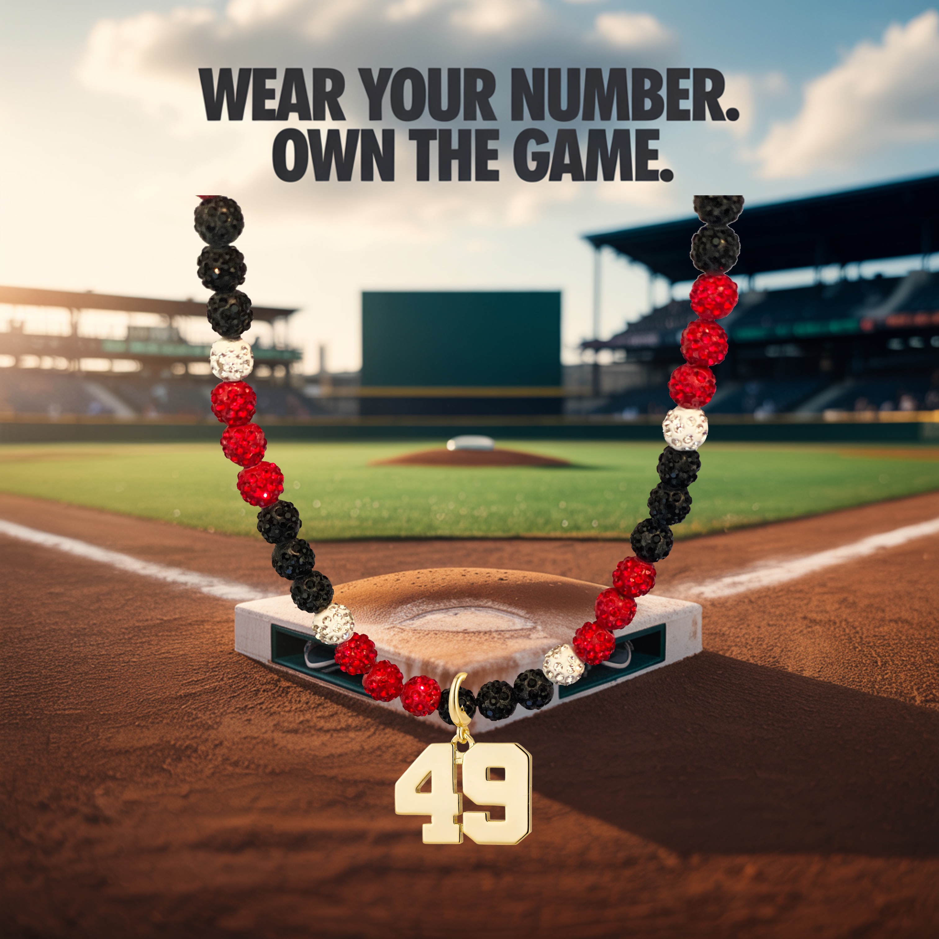 A baseball and a beaded necklace