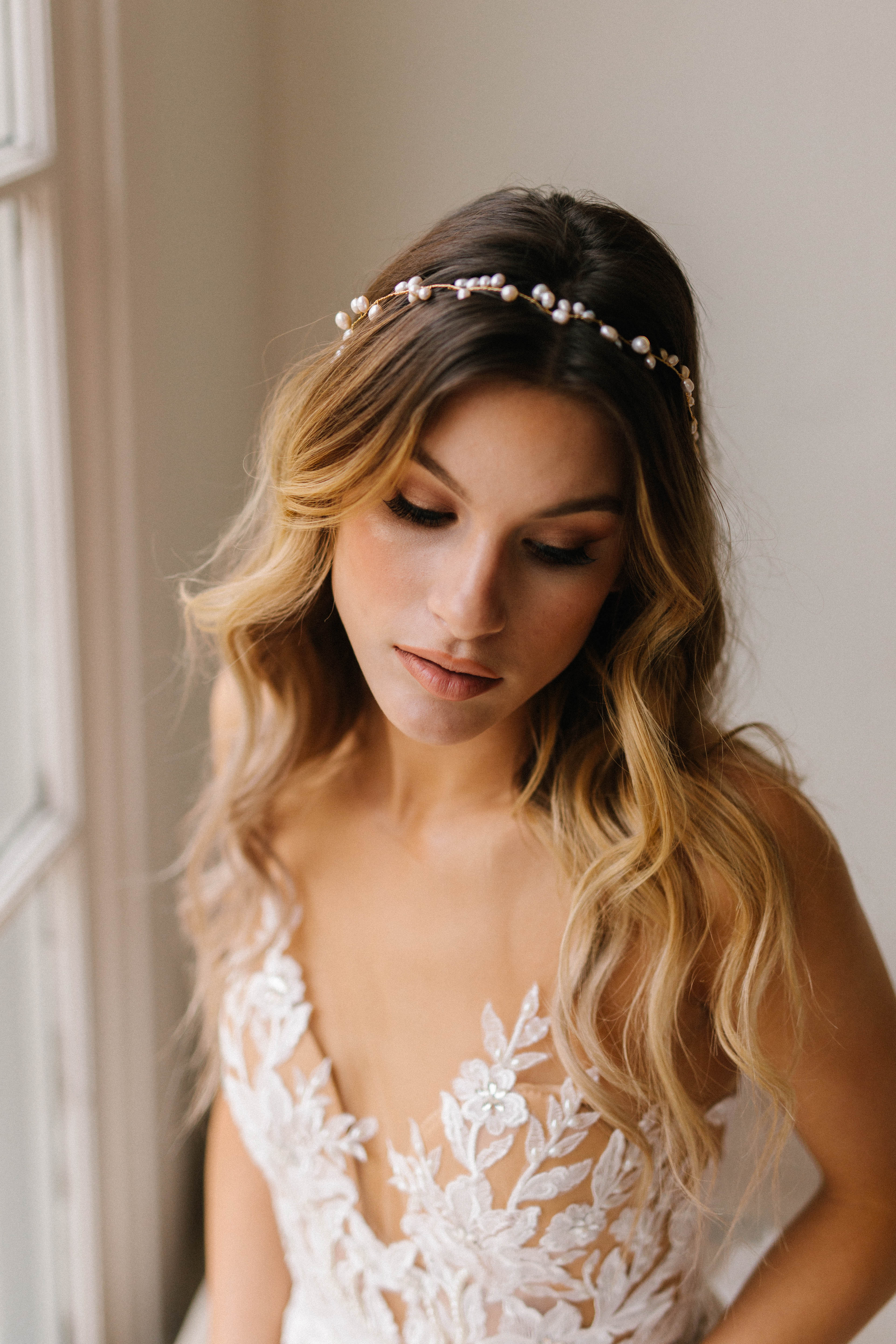 Bride with intricate hairpiece