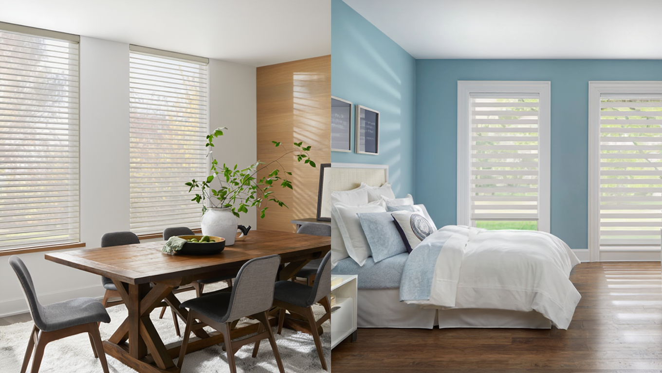 Sheer vs banded shades in a living room