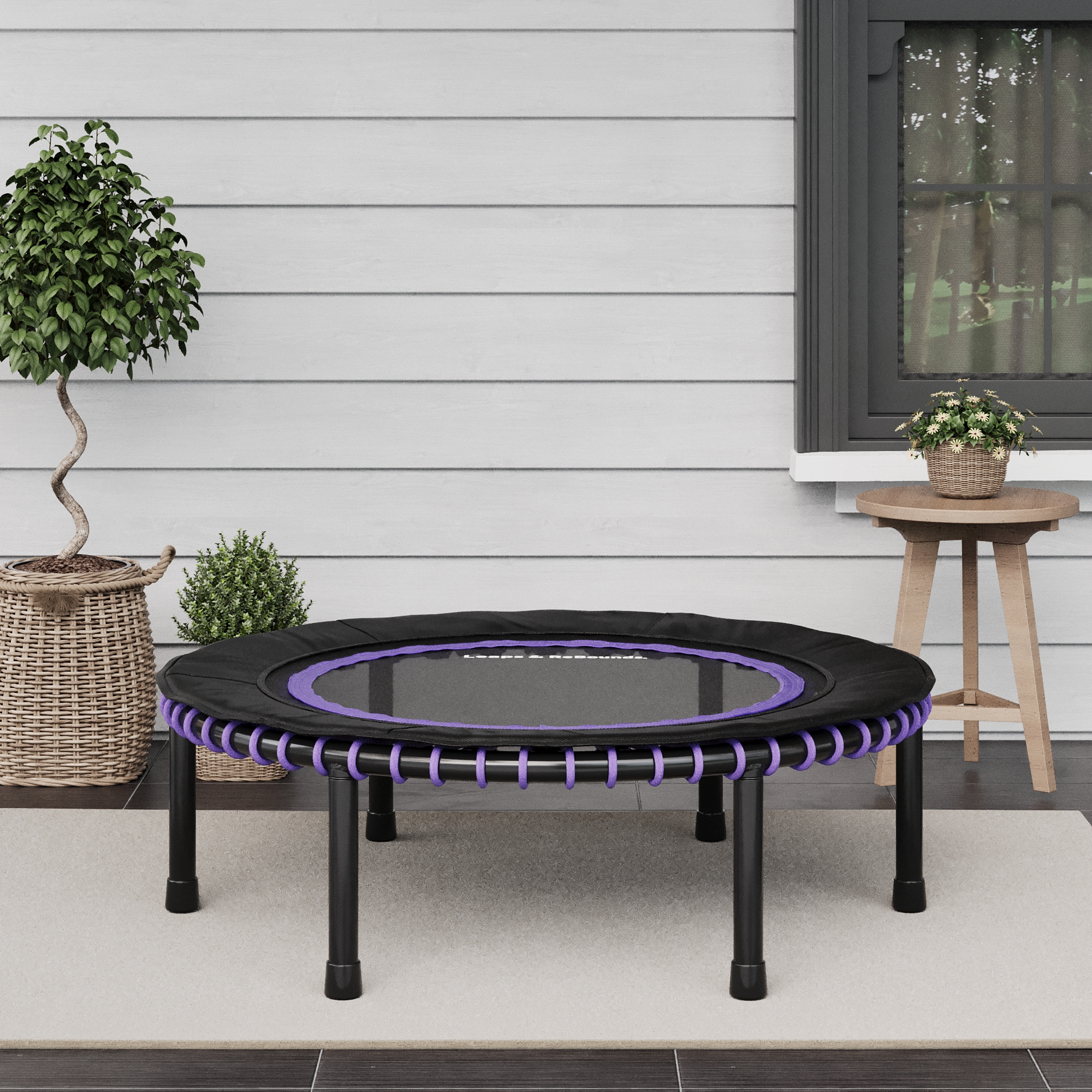 Small trampoline on patio