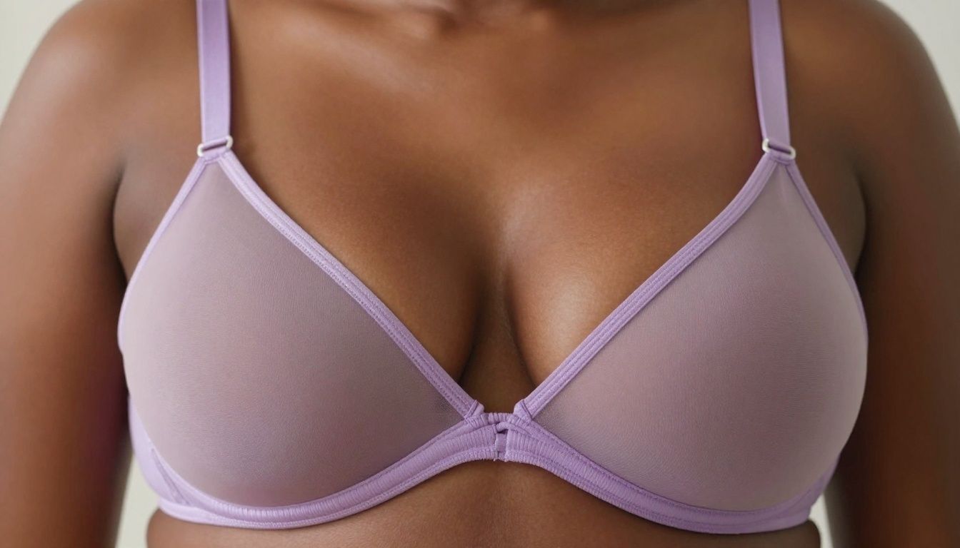 Woman's chest after breast augmentation surgery.
