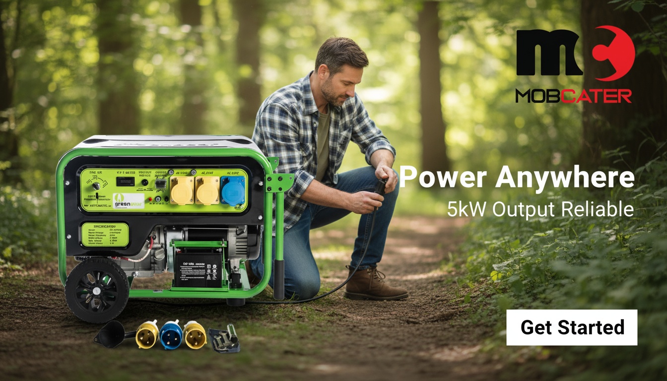 Greengear 5kW generator outdoors on paving