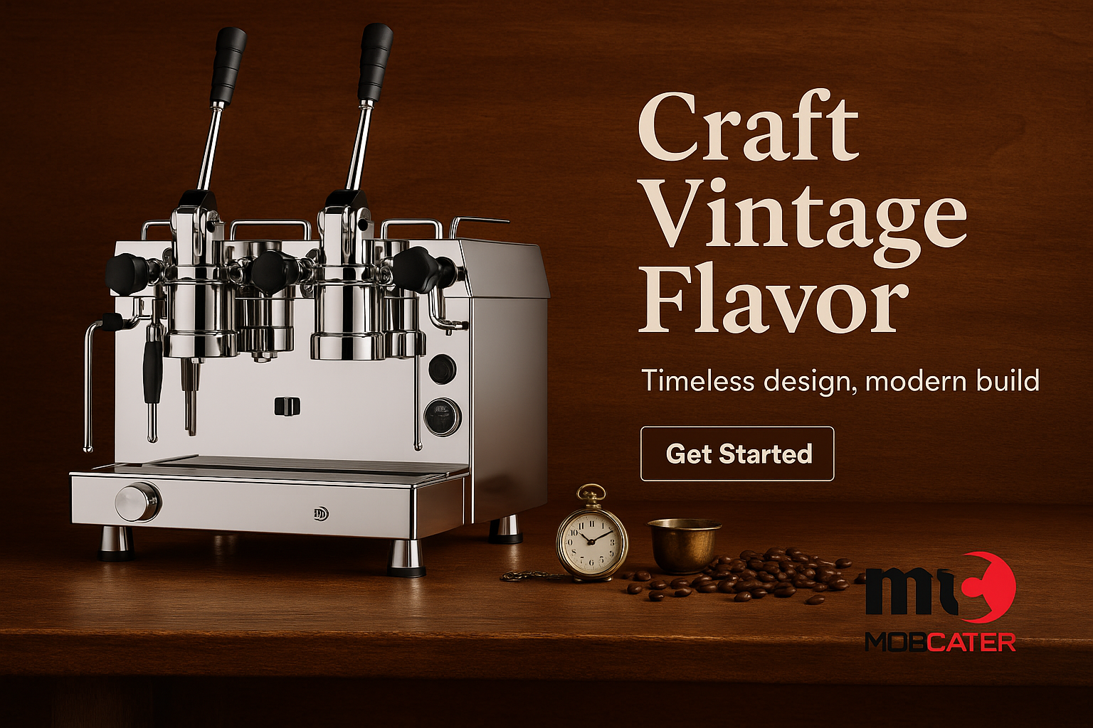 Fracino FCL2LPG Retro Coffee Machine with portafilters and steam wands.